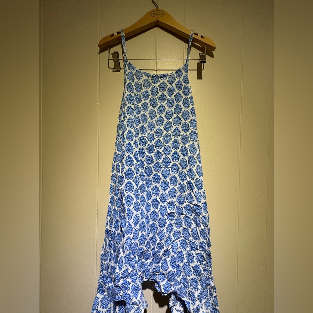 Garnet Hill blue print white swim cover up rayon large